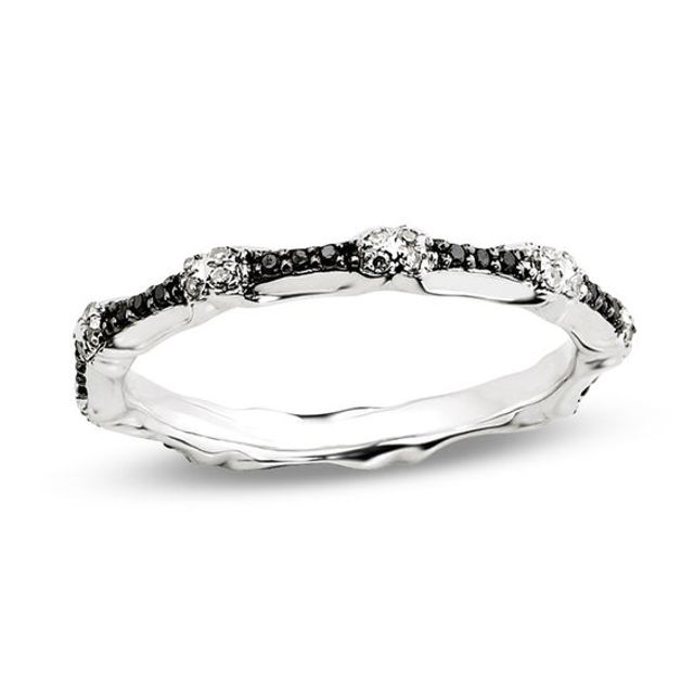 Stackable Expressionsâ¢ 1/5 CT. T.w. Enhanced Black and White Diamond Band in Sterling Silver