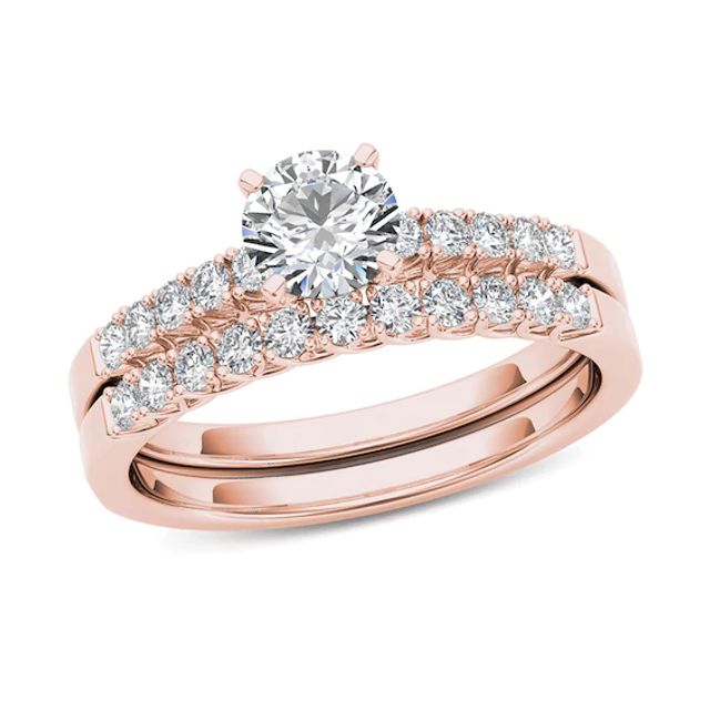 1 CT. T.w. Diamond Bridal Set in 14K Rose Gold