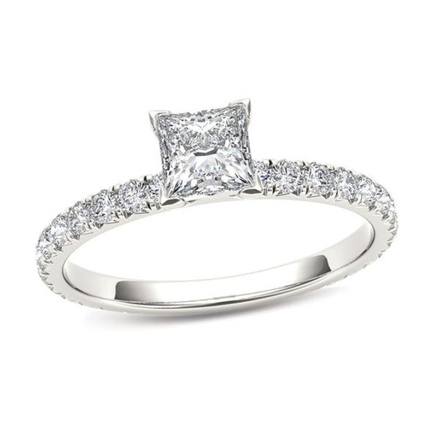 1 CT. T.w. Princess-Cut Diamond Engagement Ring in 14K White Gold