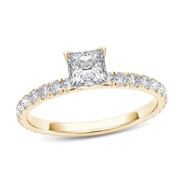 1 CT. T.w. Princess-Cut Diamond Engagement Ring in 14K Gold