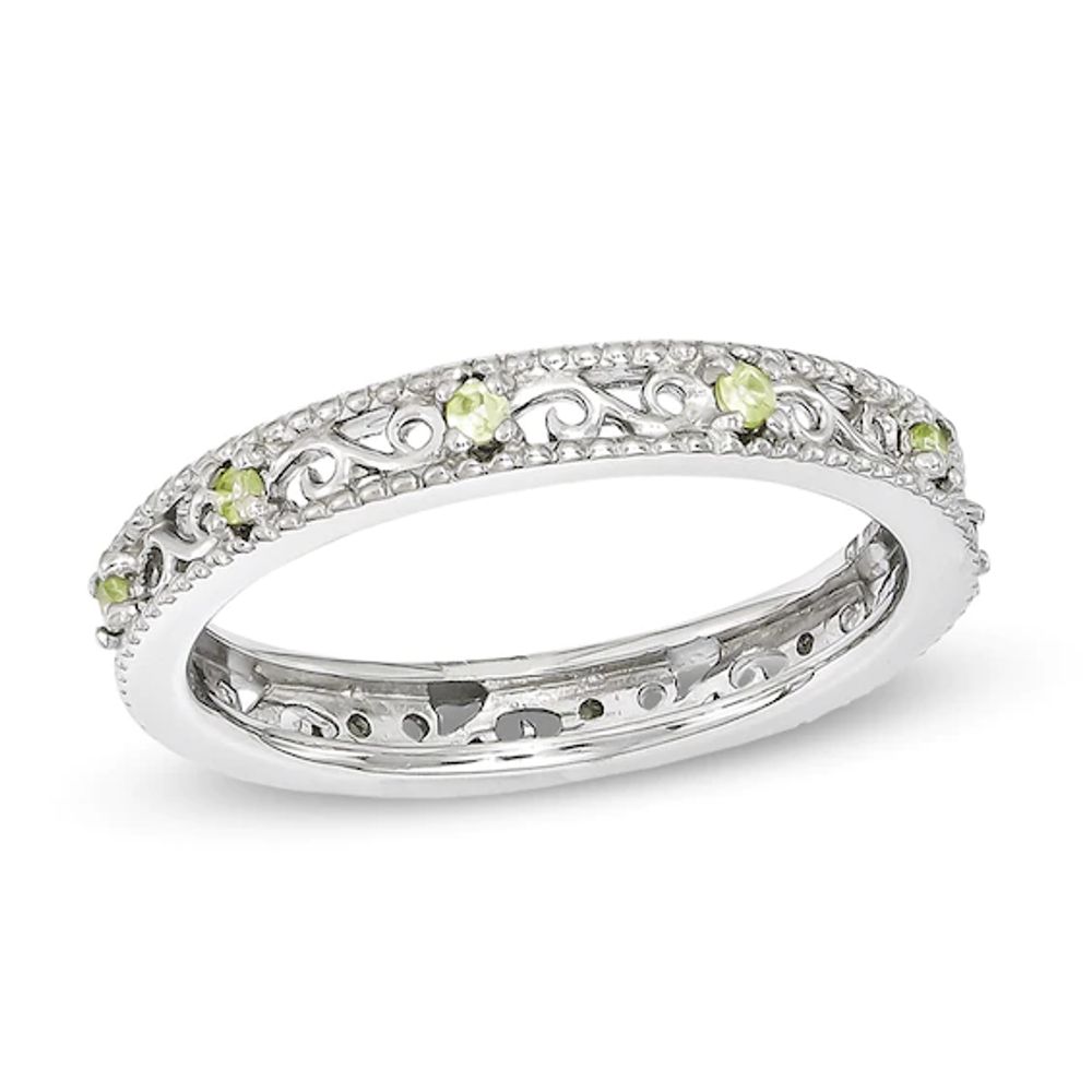 Stackable Expressionsâ¢ 3.0mm Peridot Eternity-Style Ring in Sterling Silver