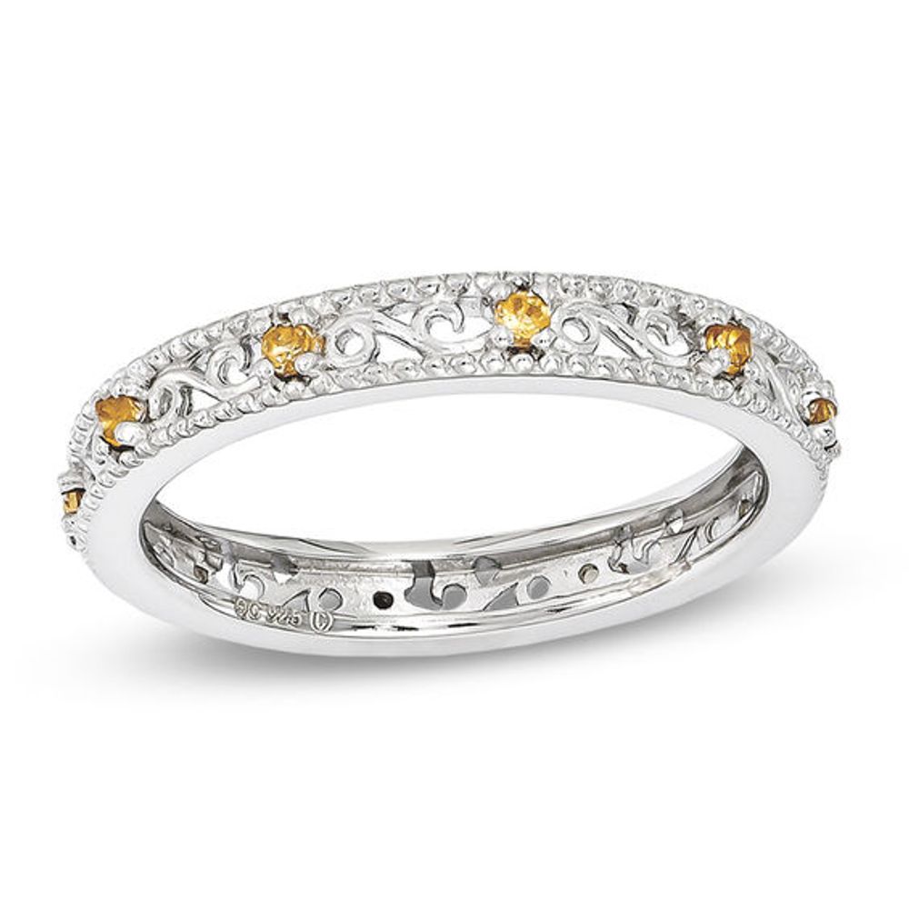 Stackable Expressionsâ¢ 3.0mm Citrine Filigree Eternity-Style Ring in Sterling Silver