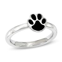 Stackable Expressionsâ¢ 2.0mm Black Enamel Paw Ring in Sterling Silver