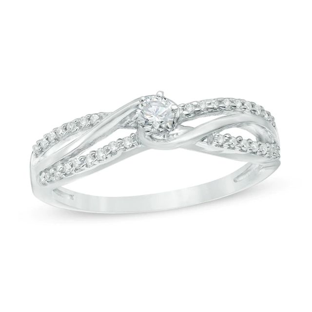 1/4 CT. T.w. Diamond Bypass Promise Ring in 10K White Gold