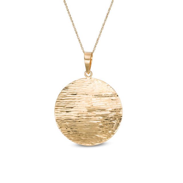 Diamond-Cut Circle Disc Pendant in 10K Gold