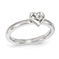 Stackable Expressionsâ¢ White Topaz Heart Frame Ring in Sterling Silver