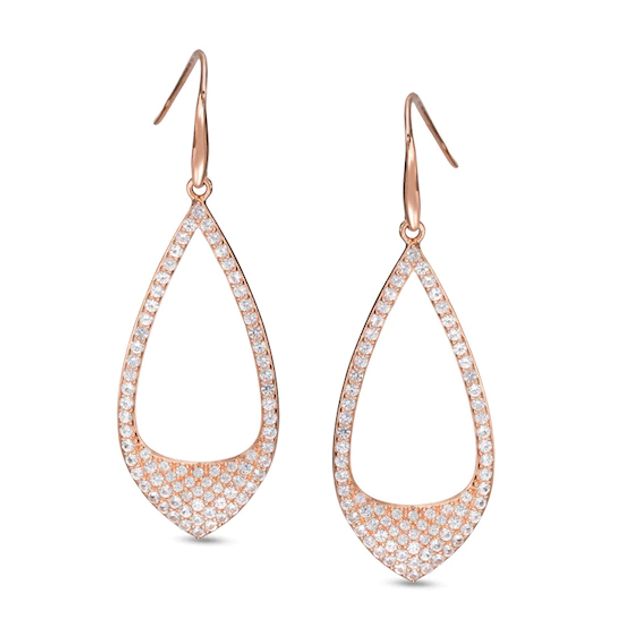 Lab-Created White Sapphire Teardrop Earrings in Sterling Silver with 18K Rose Gold Plate