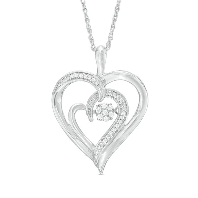 0.07 CT. T.w. Diamond Composite Double Heart Pendant in Sterling Silver