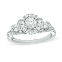 1 CT. T.w. Diamond Frame Collar Engagement Ring in 14K White Gold