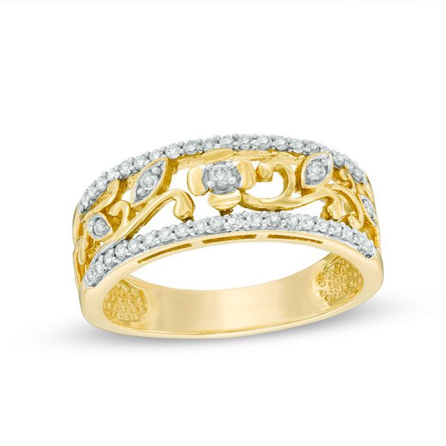 1/4 CT. T.w. Diamond Swirl Leaf Band in 10K Gold