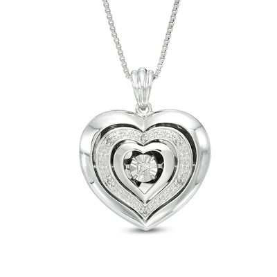 1/20 CT. T.w. Diamond Triple Heart Locket in Sterling Silver