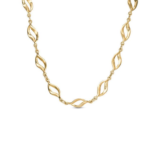 Flame Link Necklace in 10K Gold - 17"