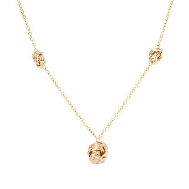 Love Knot Station Necklace in 10K Gold