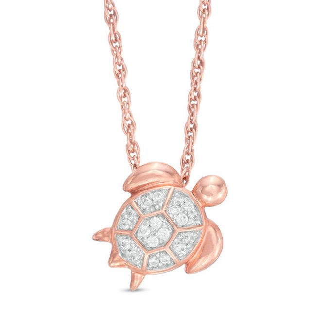 1/15 CT. T.w. Diamond Turtle Pendant in 10K Rose Gold