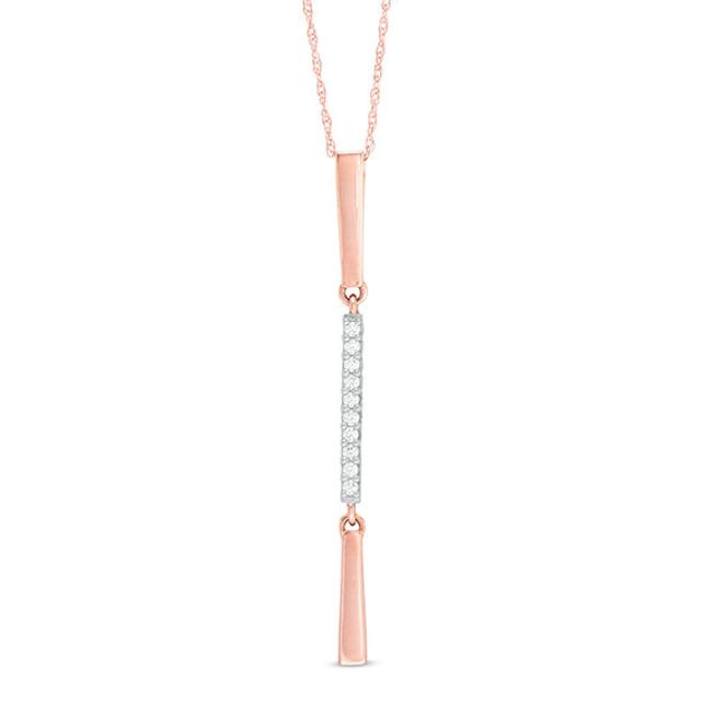 1/10 CT. T.w. Diamond Linear Bar Pendant in 10K Rose Gold