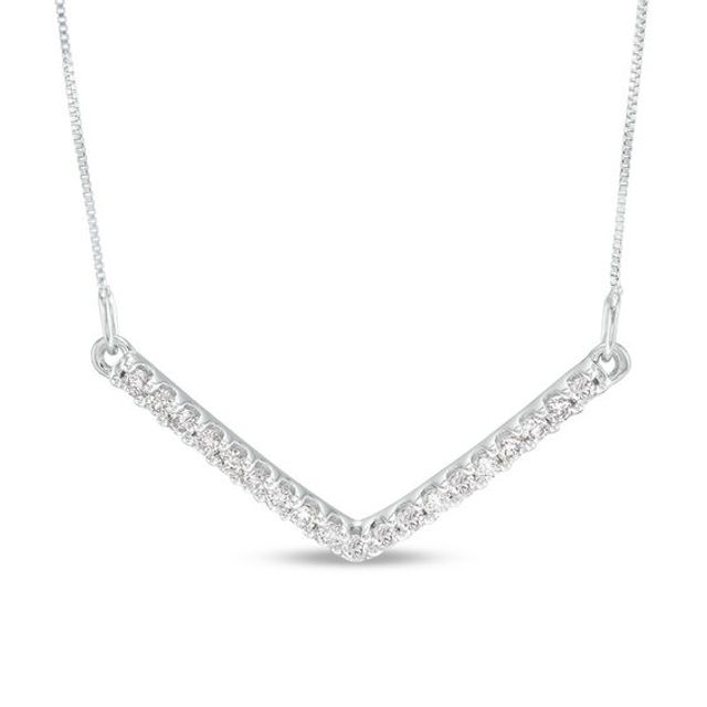 1/4 CT. T.w. Diamond Chevron Necklace in 10K White Gold