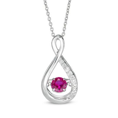 5.0mm Lab-Created Ruby and White Sapphire Infinity Pendant in Sterling Silver