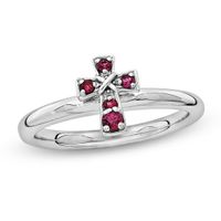 Stackable Expressionsâ¢ Lab-Created Ruby Cross Ring in Sterling Silver