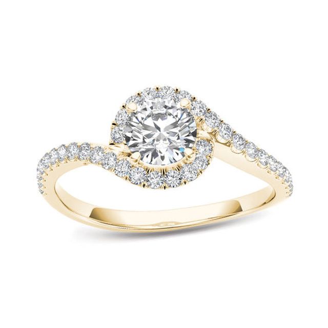 3/4 CT. T.w. Diamond Swirl Frame Bypass Engagement Ring in 14K Gold