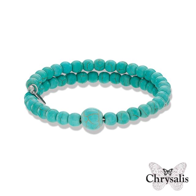 Chrysalis 10.0mm Created Turquoise Adjustable Bangle in Stainless Steel