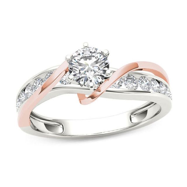 3/4 CT. T.w. Diamond Crossover Engagement Ring in 14K Two-Tone Gold