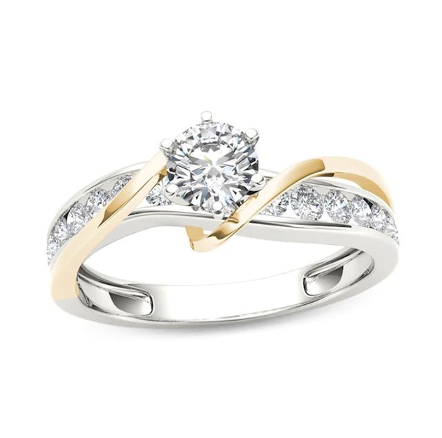 3/4 CT. T.w. Diamond Crossover Engagement Ring in 14K Two-Tone Gold