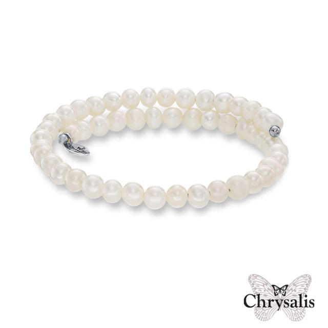 Chrysalis 6.0mm Freshwater Cultured Pearl Adjustable Bangle in Stainless Steel