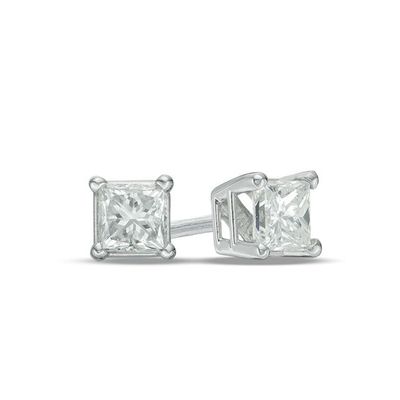 1/ CT. T.w. Princess-Cut Diamond Solitaire Stud Earrings in 14K White Gold (I/I2