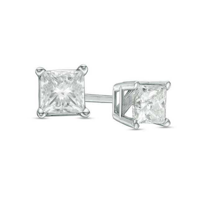 3/4 CT. T.w. Princess-Cut Diamond Solitaire Stud Earrings in 14K White Gold