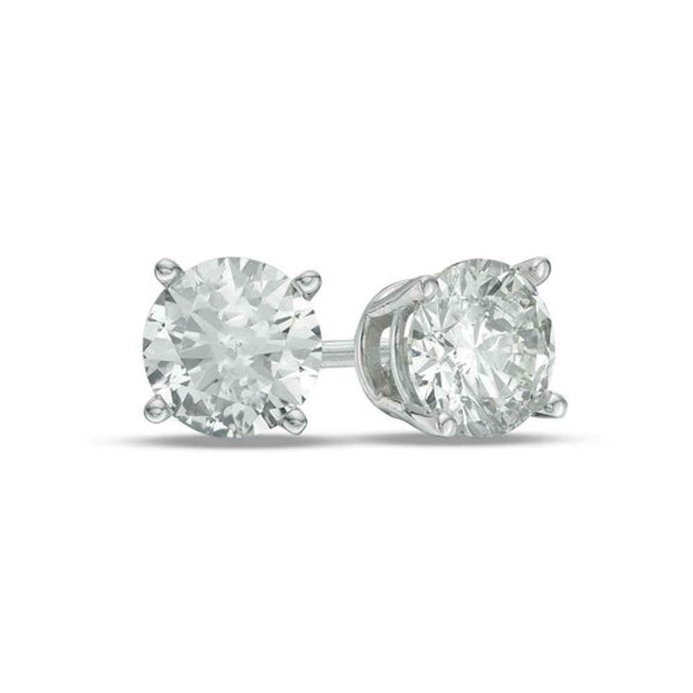 1 CT. T.w. Diamond Solitaire Stud Earrings in 14K White Gold (I/I2)