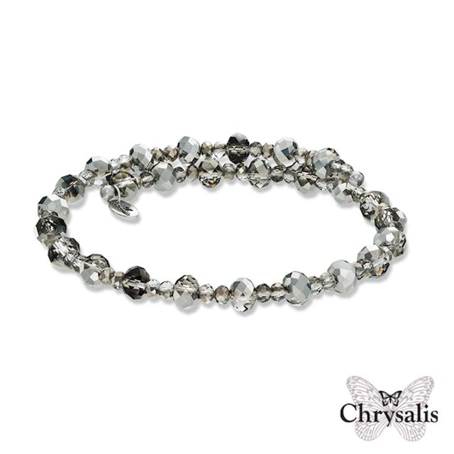 Chrysalis 6.0mm Grey Crystal Adjustable Bangle in Stainless Steel