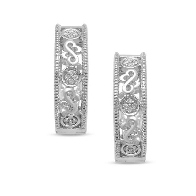 Open Hearts by Jane Seymourâ¢ 1/20 CT. T.w. Diamond Vintage-Style Huggie Hoop Earrings in Sterling Silver