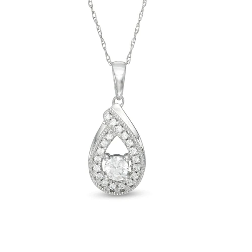 3/8 CT. T.w. Certified Canadian Diamond Teardrop Pendant in 14K White Gold (I/I2)