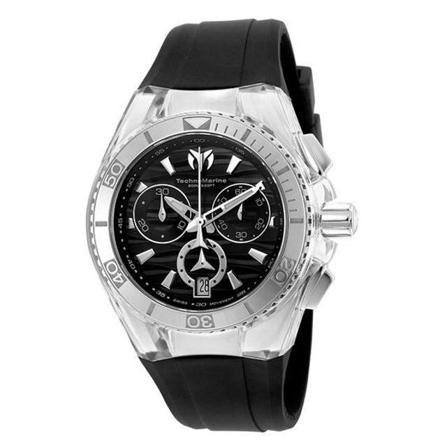 TechnoMarine Original Cruise Silicone Strap Chronograph Watch with Black Dial (Model: Tm-115051)