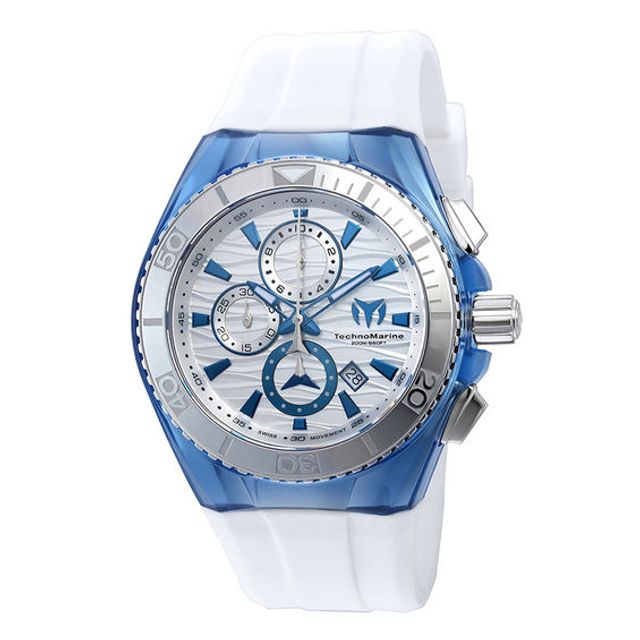 Men's TechnoMarine Original Cruise Silicone Strap Chronograph Watch with Silver-Tone Dial (Model: Tm-115055)