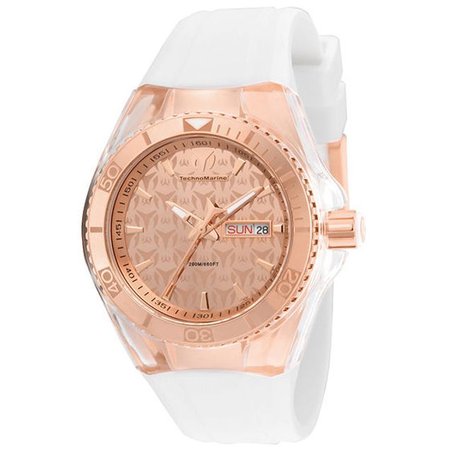 Men's TechnoMarine Monogram Cruise Silicone Strap Watch with Rose-Tone Dial (Model: Tm-115001)
