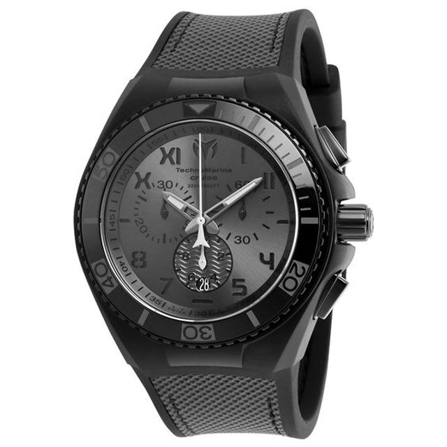 Men's TechnoMarine California Cruise Strap Black IP Chronograph Watch with Grey Dial (Model: Tm-115008)