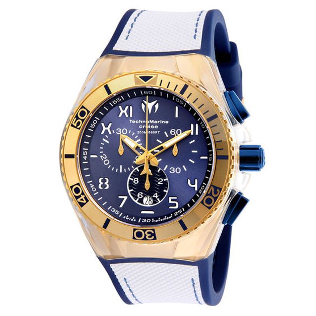 Men's TechnoMarine California Cruise Strap Chronograph Watch with Blue Dial (Model: Tm