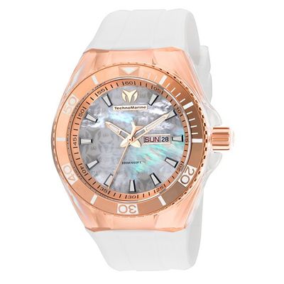 Men's TechnoMarine Monogram Cruise Silicone Strap Watch with Mother-of-Pearl Dial (Model: Tm-115063)