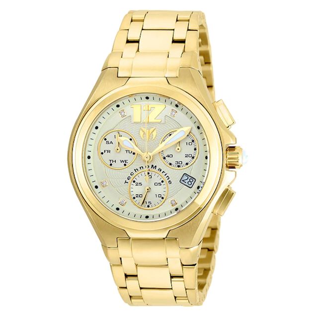 Men's TechnoMarine Neo Classic Manta Diamond Accent Gold-Tone Chronograph Watch (Model: Tm-215015)