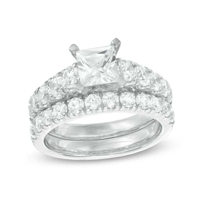 3 CT. T.w. Princess-Cut Diamond Bridal Set in 14K White Gold