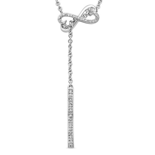 Open Hearts by Jane Seymourâ¢ 1/10 CT. T.w. Diamond Lariat Necklace in Sterling Silver - 19"