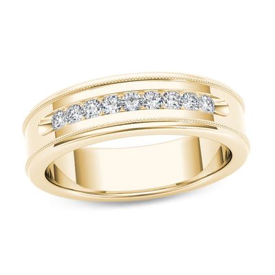 1/3 CT. T.w. Diamond Channel Milgrain Wedding Band in 14K Gold