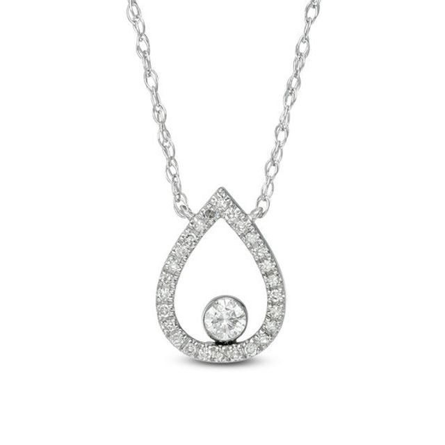 1/10 CT. T.w. Diamond Open Teardrop Necklace in 10K White Gold