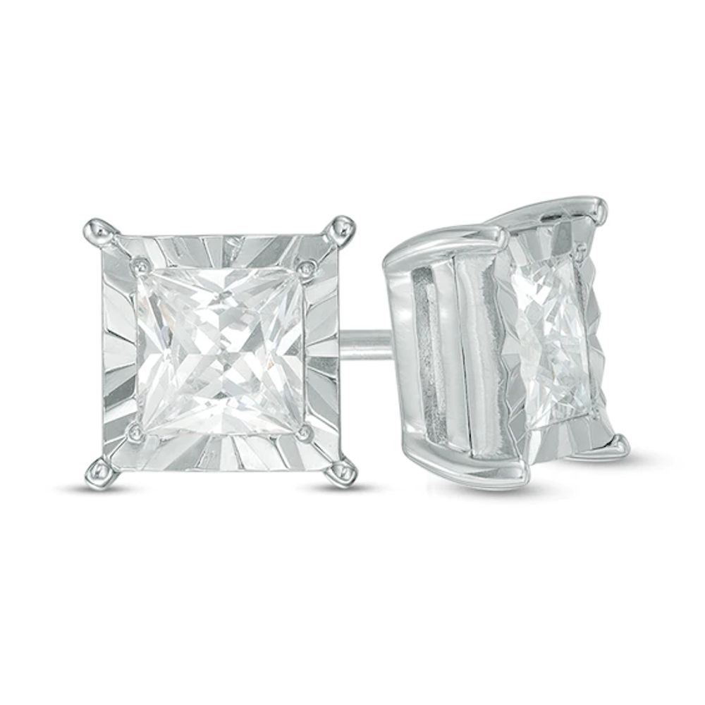 CT. T.w. Princess-Cut Diamond Solitaire Stud Earrings in 10K White Gold