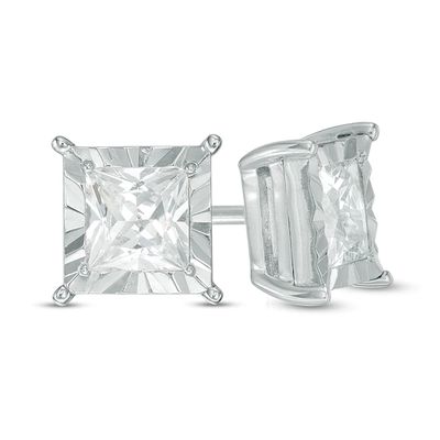 CT. T.w. Princess-Cut Diamond Solitaire Stud Earrings in 10K White Gold
