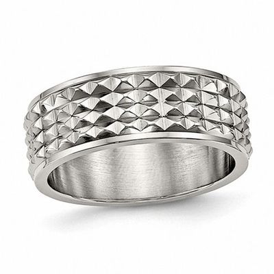 Men's 8.0mm Spiked Multi-Row Band Stainless Steel
