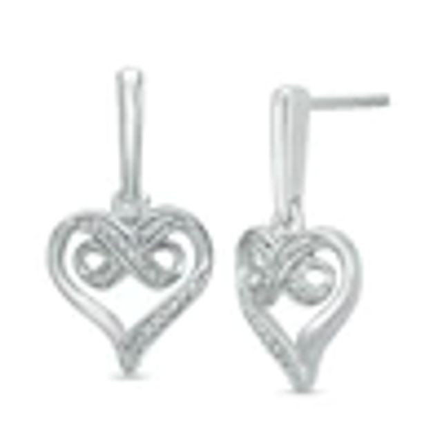 Diamond Accent Infinity Heart Drop Earrings in Sterling Silver