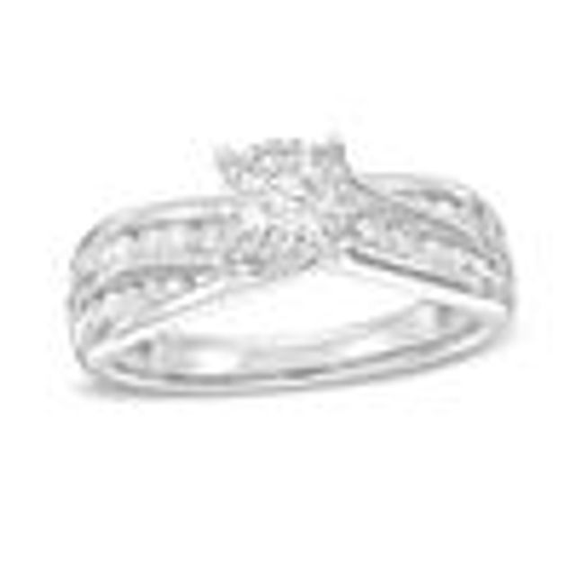 1 CT. T.w. Diamond Frame Engagement Ring in 14K White Gold