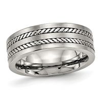 Men's 7.0mm Twist Inlay Wedding Band Stainless Steel